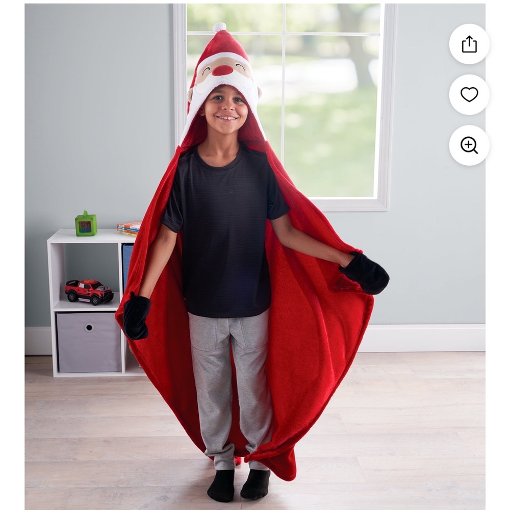 NEW Your Zone Kids Red & White Santa Glow in the Dark Hooded Throw, 40" x 50"